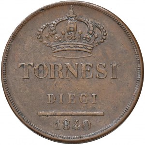 Italian coins - NAPLES Ferdinand II (1830-1859) 10 Tornesi 1...