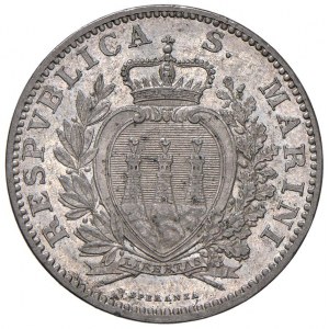 Italian coins - SAN MARINO 2 Lire 1898 - Gig. 25 AG (g 9,99) ...