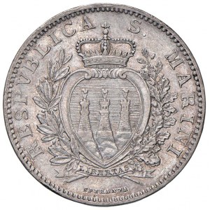 Italian coins - SAN MARINO 2 Lire 1898 - Gig. 25 AG (g 9,99)...