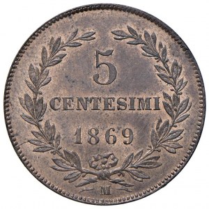 Italian coins - SAN MARINO 5 cents 1869 - Gig. 38 CU (g 5...