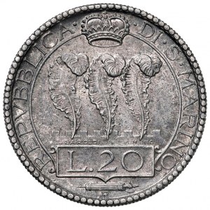 Italian coins - SAN MARINO 20 Lire 1936 - Gig. 6 AG (g 15.00)...