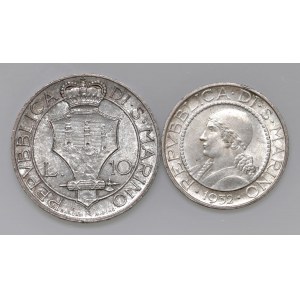 Italian coins - SAN MARINO 10 e 5 Lire 1932 - AG (g 10,00 + 5...
