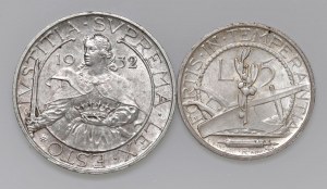 Italian coins - SAN MARINO 10 and 5 Lire 1932 - AG (g 10.00 + 5...