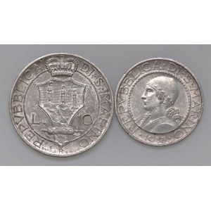 Italian coins - SAN MARINO 10 e 5 Lire 1933 - AG (g 9,99 + 5,...