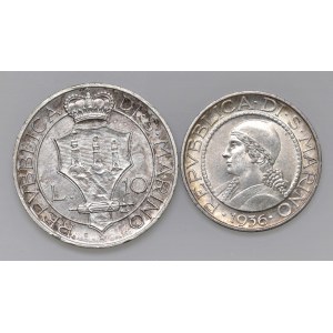 Italian coins - SAN MARINO 10 e 5 Lire 1936 - AG (g 9,95 + 5,...