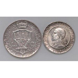 Italian coins - SAN MARINO 10 e 5 Lire 1938 - AG (g 10,00+ 5,...