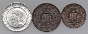 Italian coins - SAN MARINO 5 Lire, 10 and 5 cents 1936 - AG...