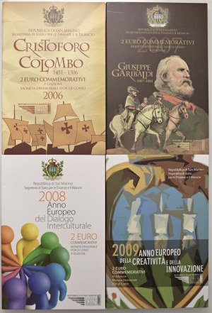Italian coins - SAN MARINO 2 Euro 2006 Colombo, 2007 Garibald...