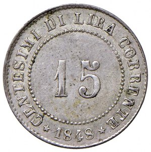 Italian coins - VENICE Provisional Government (1848) 15 centesi...