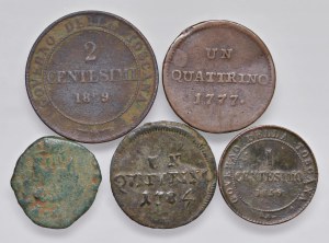 Italian coins - Lot of five coins for examination, as per ...