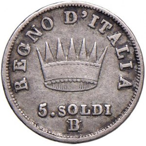 Napoleonic Coins Minted in Italy - Napoleone (1805-1814) Bologna - 5 Soldi 1812 ...
