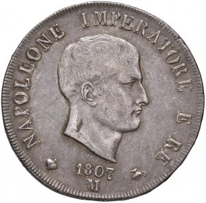 Napoleonic Coins Minted in Italy - Napoleon (1805-1814) MILAN 5 Lire 1807 - Gi...