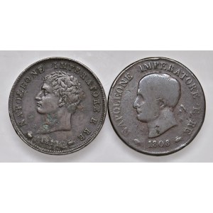 Napoleonic Coins Minted in Italy - Lotto di due pezzi da un soldo come da foto. ...