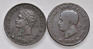 Napoleonic Coins Minted in Italy - Lot of two one-penny pieces as pictured. ...