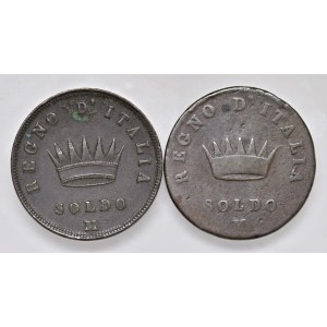 Napoleonic Coins Minted in Italy - Lotto di due pezzi da un soldo come da foto. ...