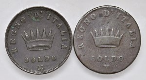 Napoleonic Coins Minted in Italy - Lot of two one-penny pieces as pictured. ...