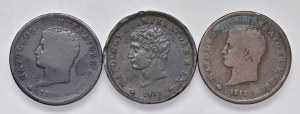 Napoleonic Coins Minted in Italy - Lot of three one-penny pieces as pictured. ...