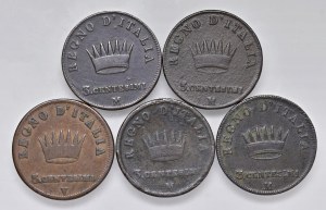 Napoleonic Coins Minted in Italy - Lot of five 3-cent pieces as per ...