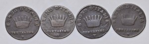 Napoleonic Coins Minted in Italy - Lot of four one-cent pieces Venetian...