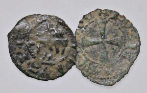 Papal coins - Roman Senate (1184-1439) Lot of two denarii...