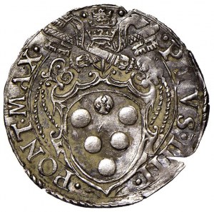 Papal coins - Pius IV (1559-1565) Grosso - Munt. 42 AG (g 1,...