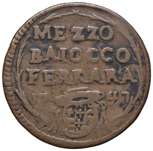 Papal coins - Benedict XIV (1740-1758) Ferrara - Mezzo Bai...