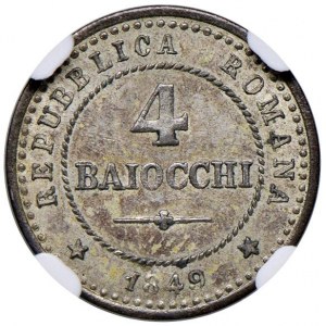 Päpstliche Münzen - Römische Republik (1848-1849) 4 Baiocchi 1849...
