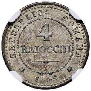 Papal coins - Roman Republic (1848-1849) 4 Baiocchi 1849...