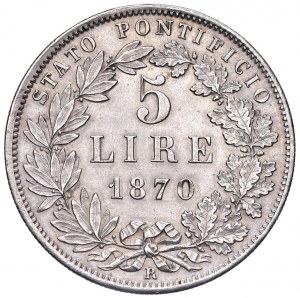 Papal coins - Pius IX (1846-1878) 5 Lire 1870 A. XXV - Nomis...