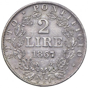 Papal coins - Pius IX (1846-1878) 2 Lire 1867 A. XXII - Names...