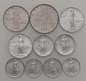 Papal coins - Pius XII (1939-1958) Lot of ten coins com...