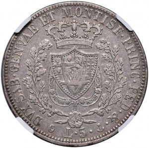 Savoy Coins - Charles Felix (1821-1831) 5 Lire 1826 G - Names...