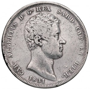 Savoy Coins - Carlo Alberto (1831-1849) 5 Lire 1831 G Croce...