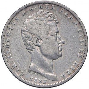 Savoy Coins - Charles Albert (1831-1849) 5 Lire 1837 T - Nom...