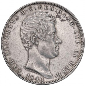 Savoy Coins - Carlo Alberto (1831-1849) 5 Lire 1840 G - Nom...