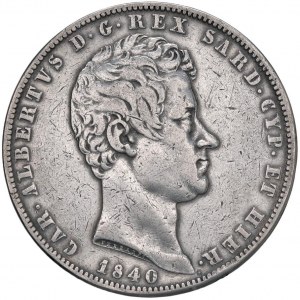 Savoy Coins - Carlo Alberto (1831-1849) 5 Lire 1840 G - Nom...