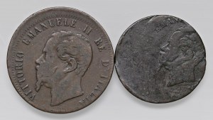 Savoy Coins - Victor Emmanuel II (1861-1878) Lot of two...