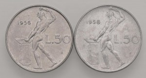 Italian Republic - 50 Lire 1956 and 1958 - A...