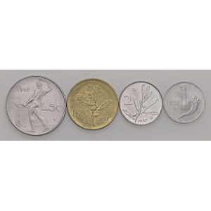 Italian Republic - Italian Republic - 50, 20, 2 and Lira 1957 -...