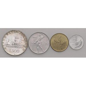 Italian Republic - Italian Republic - 500, 50, 20 and Lira 1957...