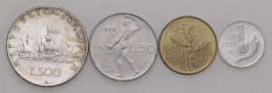 Italian Republic - Italian Republic - 500, 50, 20 and Lira 1957...