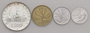 Italian Republic - Italian Republic - 500, 20, 2 and Lira 1959 ...