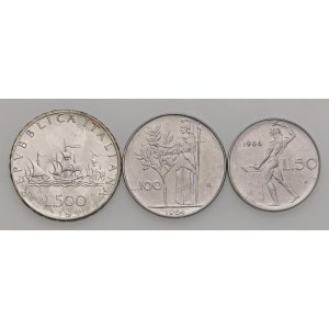 Italian Republic - Repubblica Italiana - 500, 100 e 50 Lire 1964...
