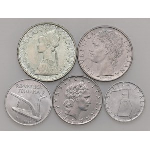 Italian Republic - Repubblica Italiana - 500, 100, 50 e 10 e 5 L...