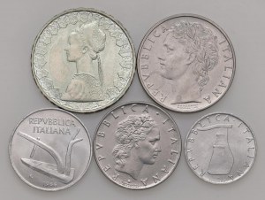 Italian Republic - Italian Republic - 500, 100, 50 and 10 and 5 L...