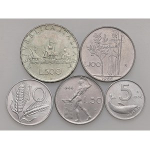 Italian Republic - Repubblica Italiana - 500, 100, 50 e 10 e 5 L...