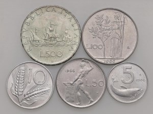 Italian Republic - Italian Republic - 500, 100, 50 and 10 and 5 L...