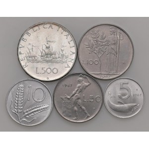 Italian Republic - Repubblica Italiana - 500, 100, 50 e 10 e 5 L...