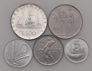 Italian Republic - Italian Republic - 500, 100, 50 and 10 and 5 L...