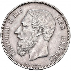 Foreign coins - BELGIUM Leopold II (1865-1909) 5 Francs 1873...